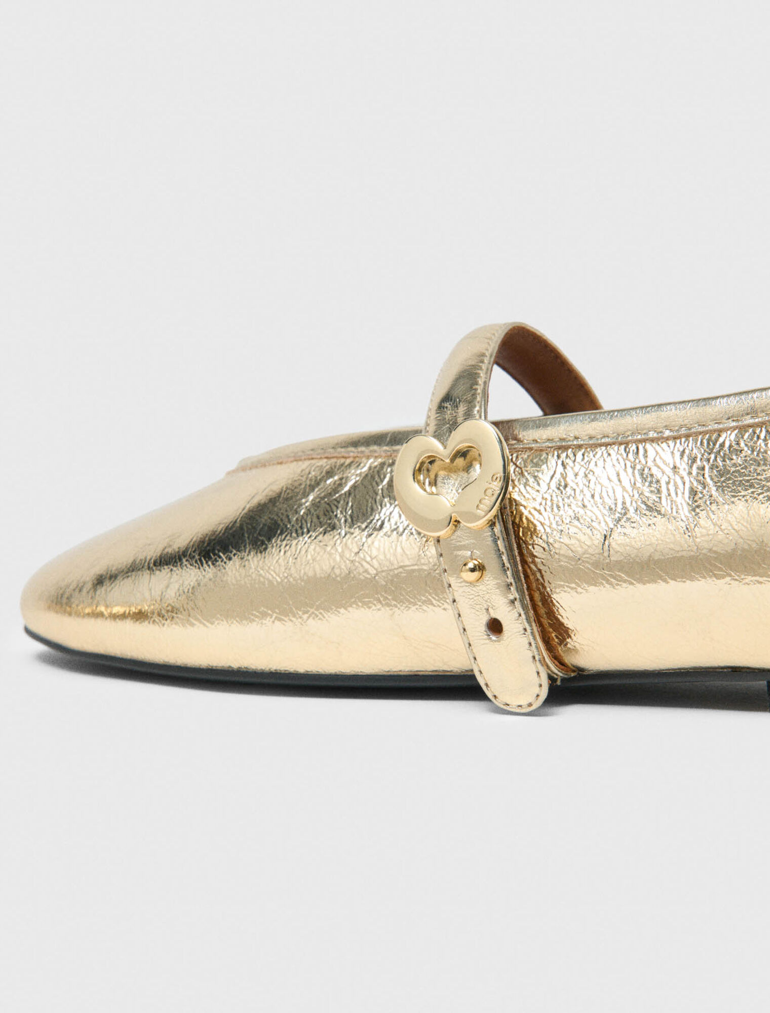 Metallic leather ballet flats