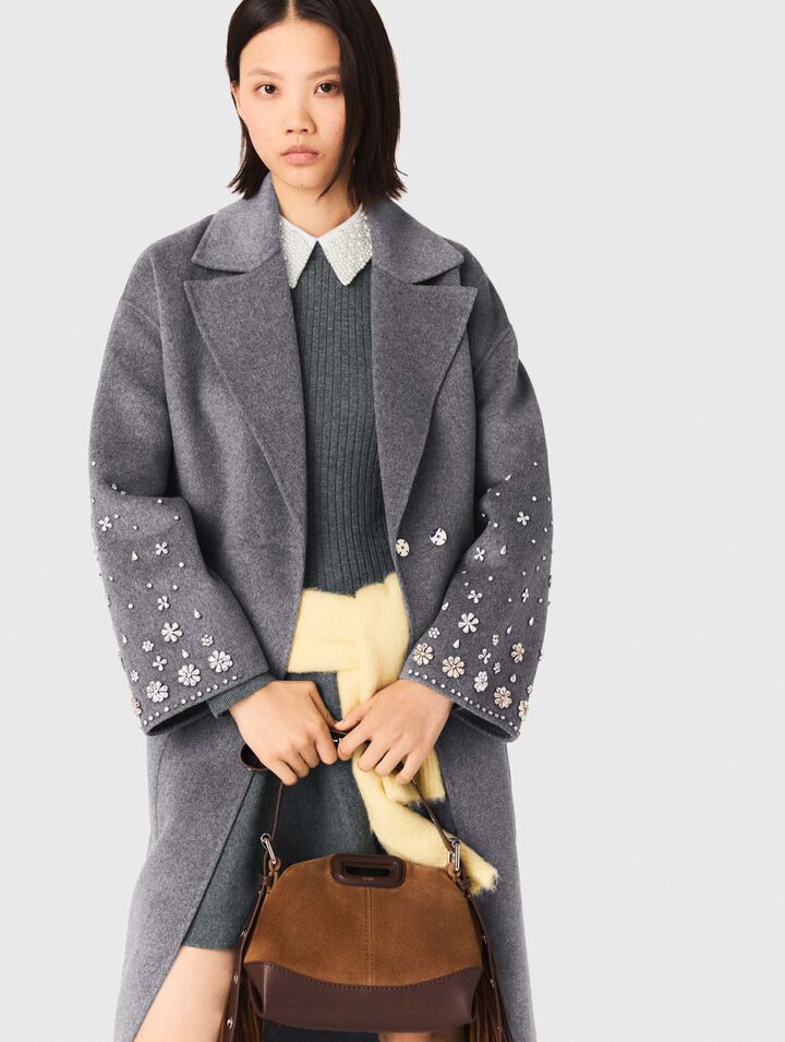 Long double-faced rhinestone coat