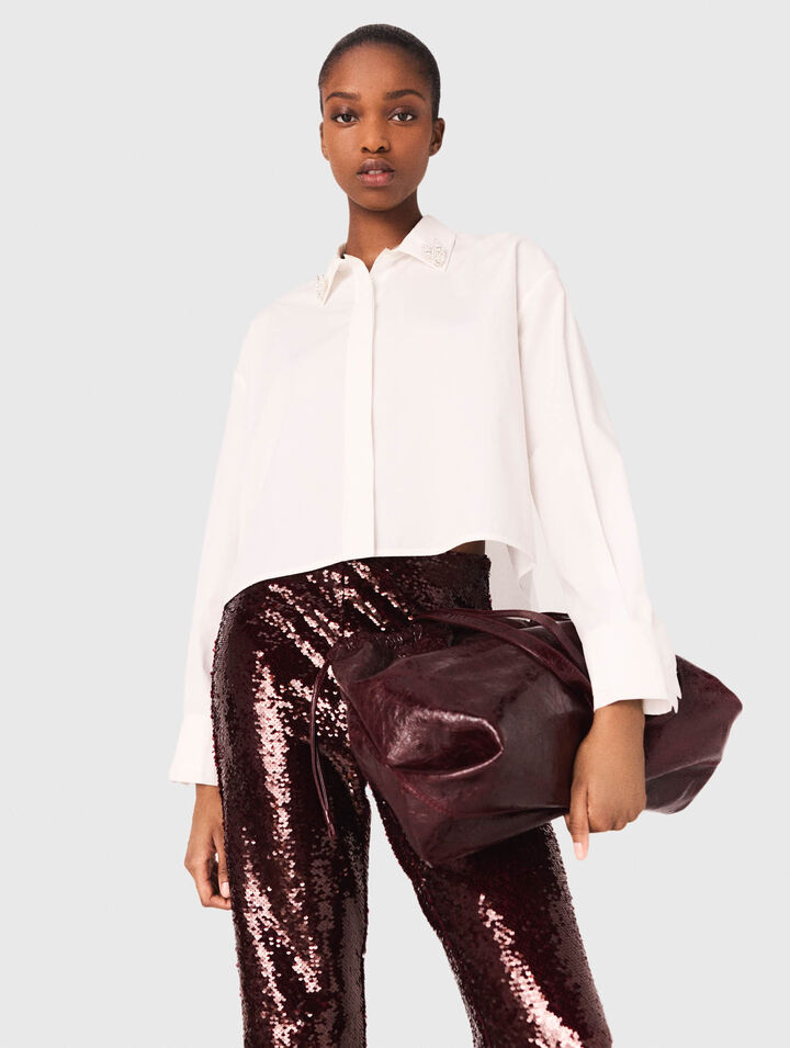 Cropped shirt with jewel detail Cropped shirt with jewel detail