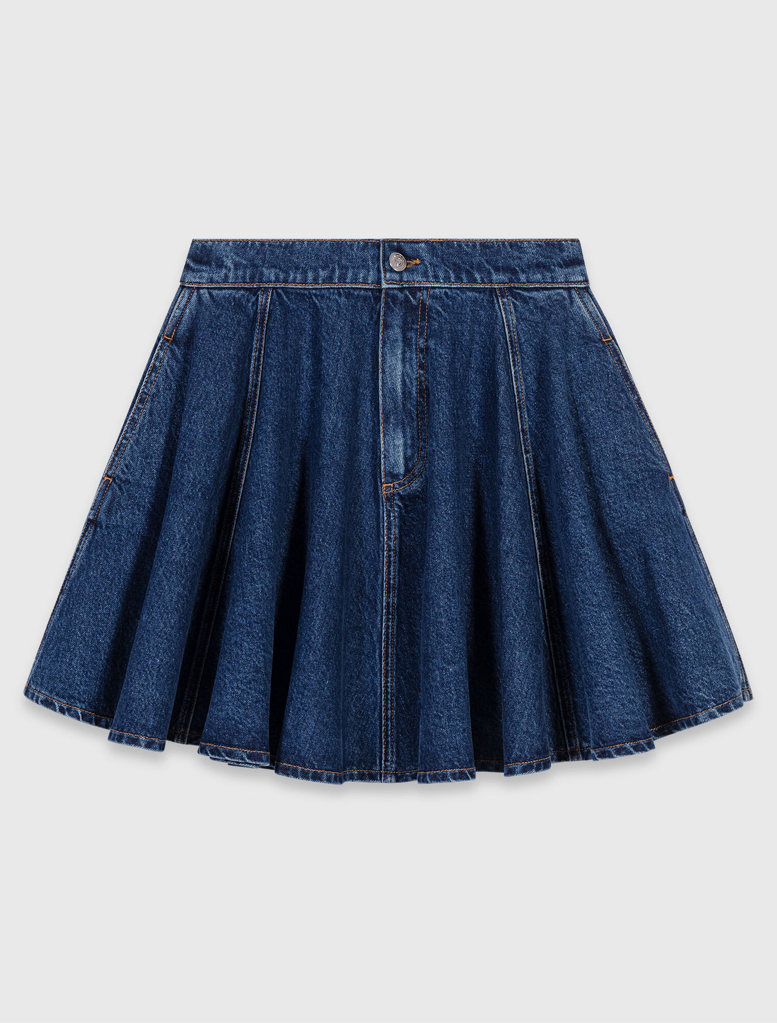 Short flared denim skirt