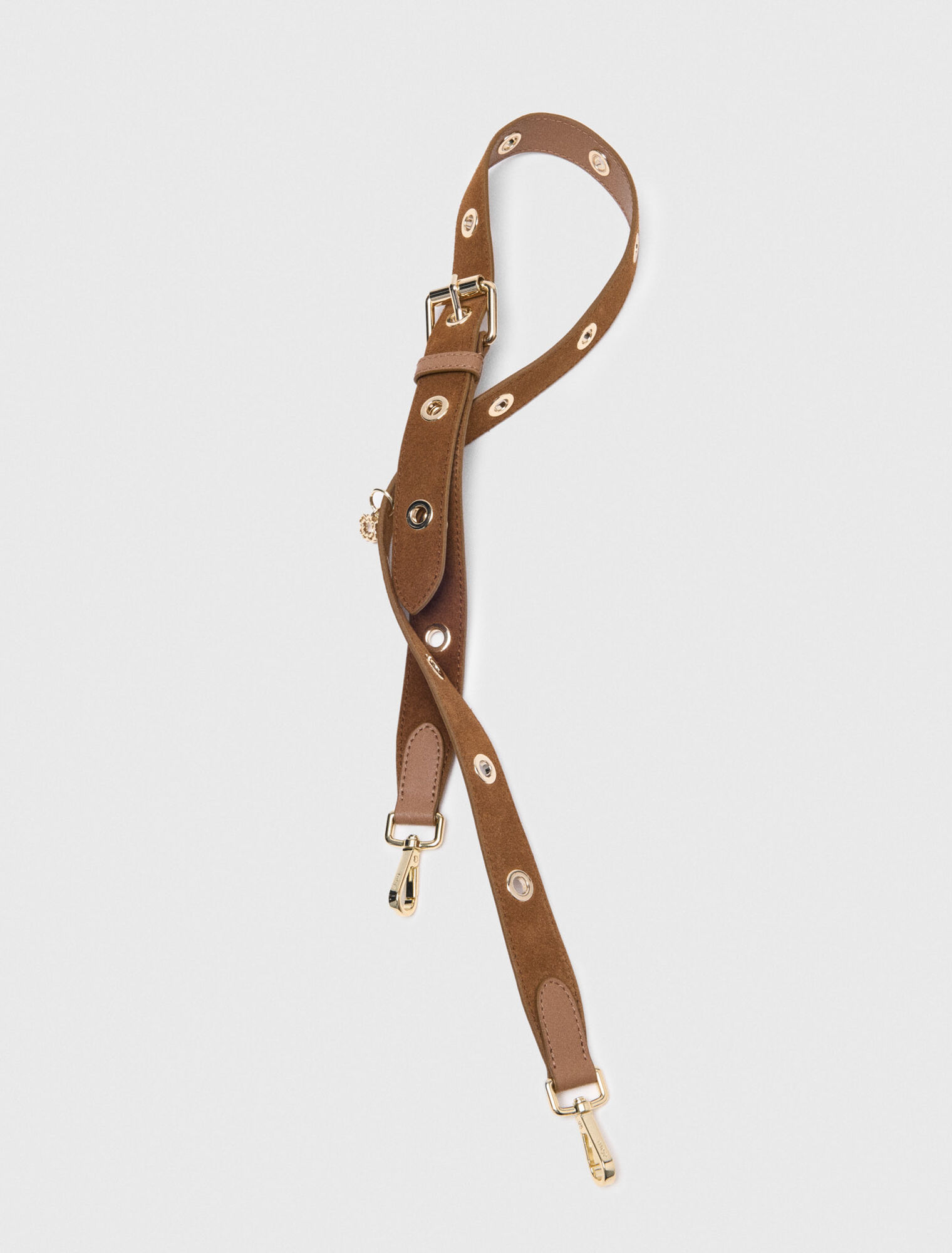 Suede shoulder strap with eyelets
