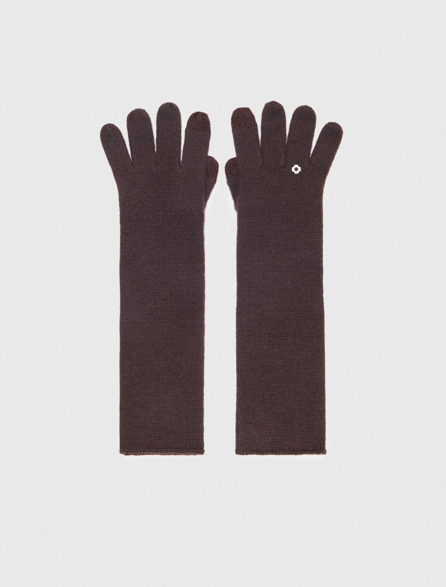 Long wool and cashmere gloves