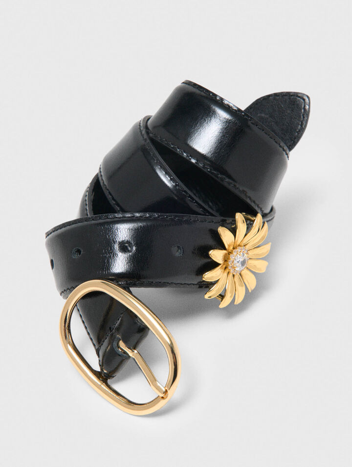 Leather belt with removable jewel