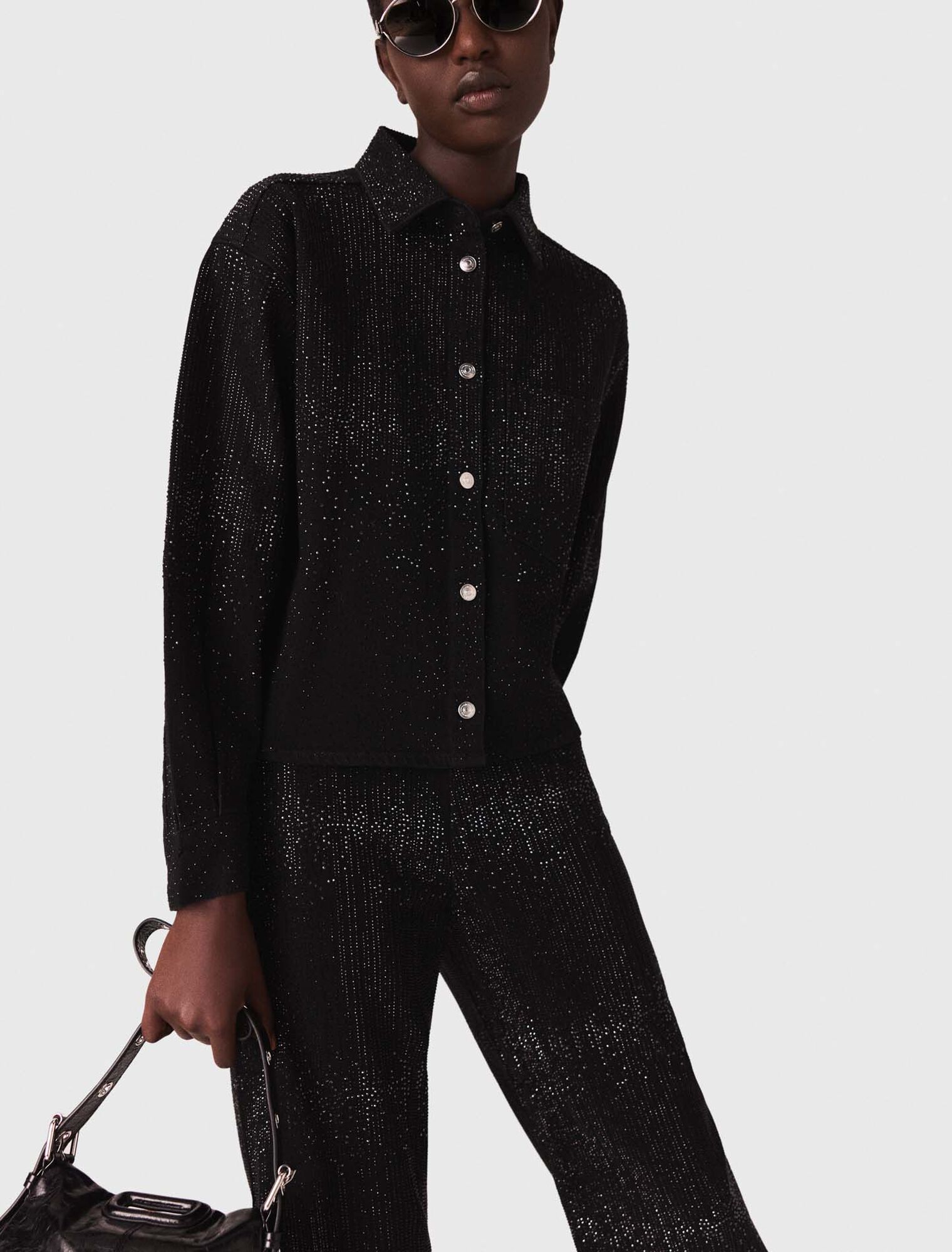 Rhinestone denim shirt