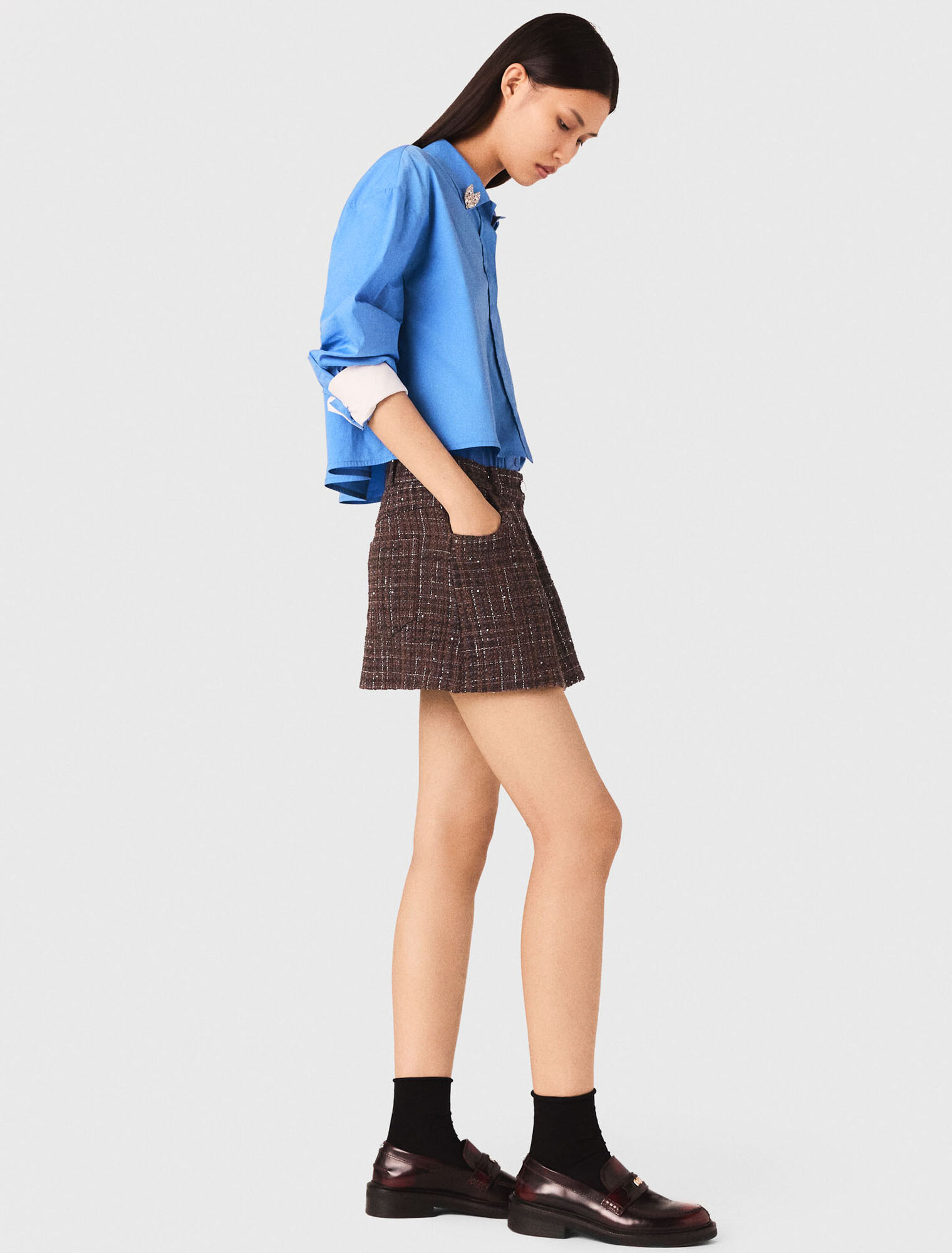 Tweed shorts with elasticated waistband