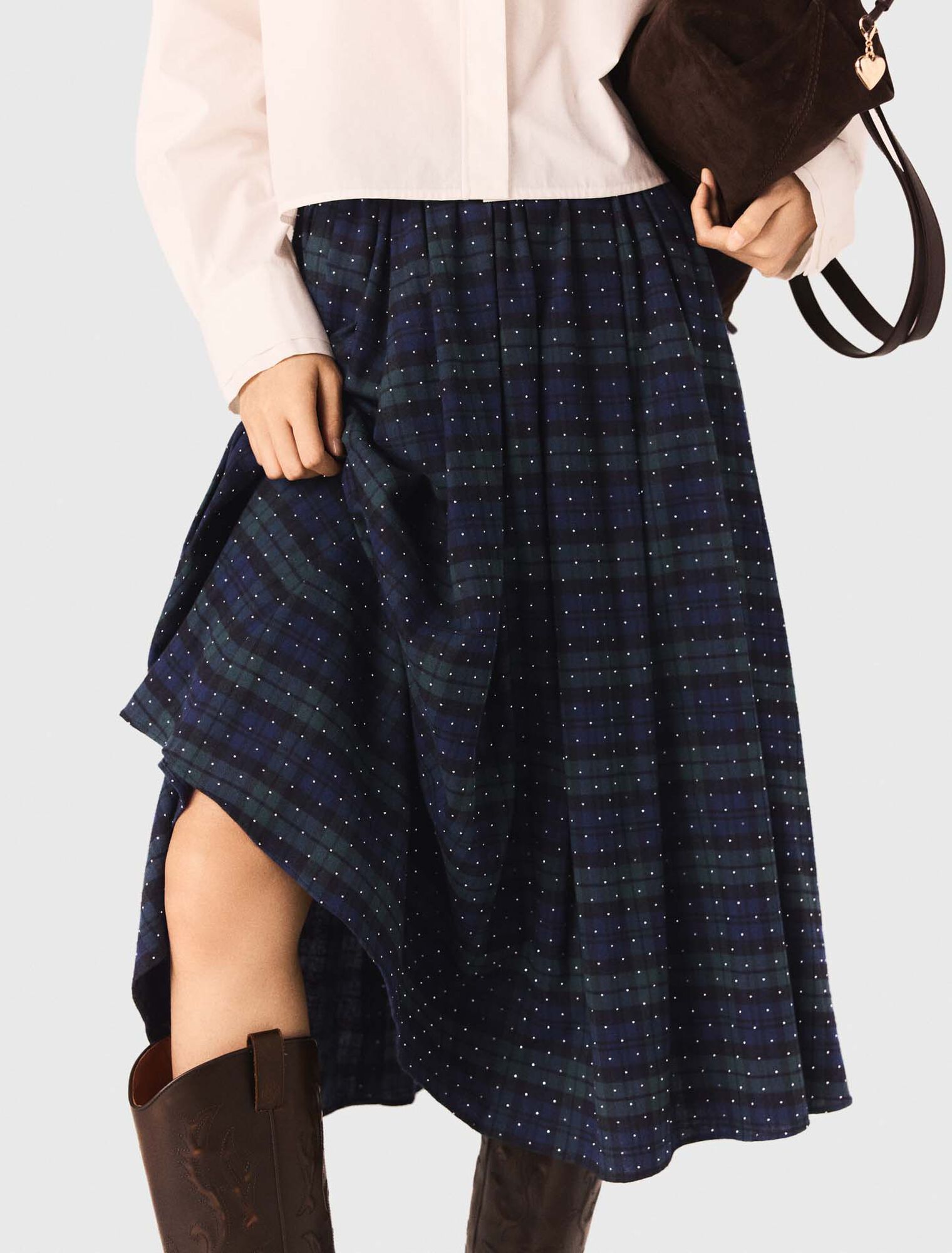 Check skirt with rhinestones Check skirt with rhinestones