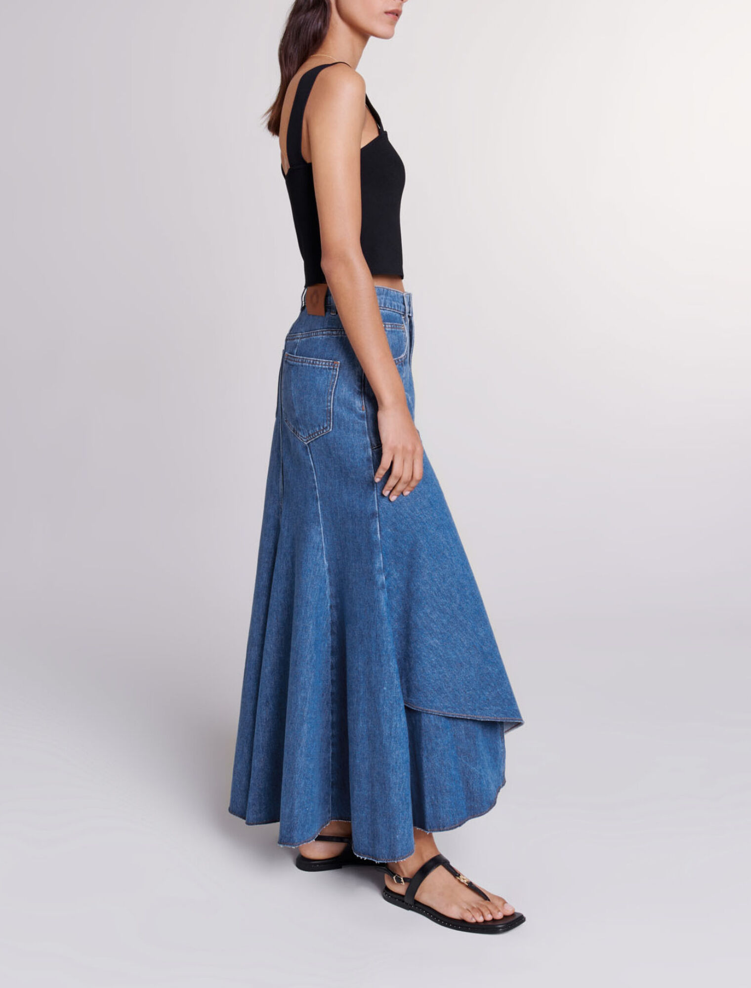Asymmetrical denim skirt