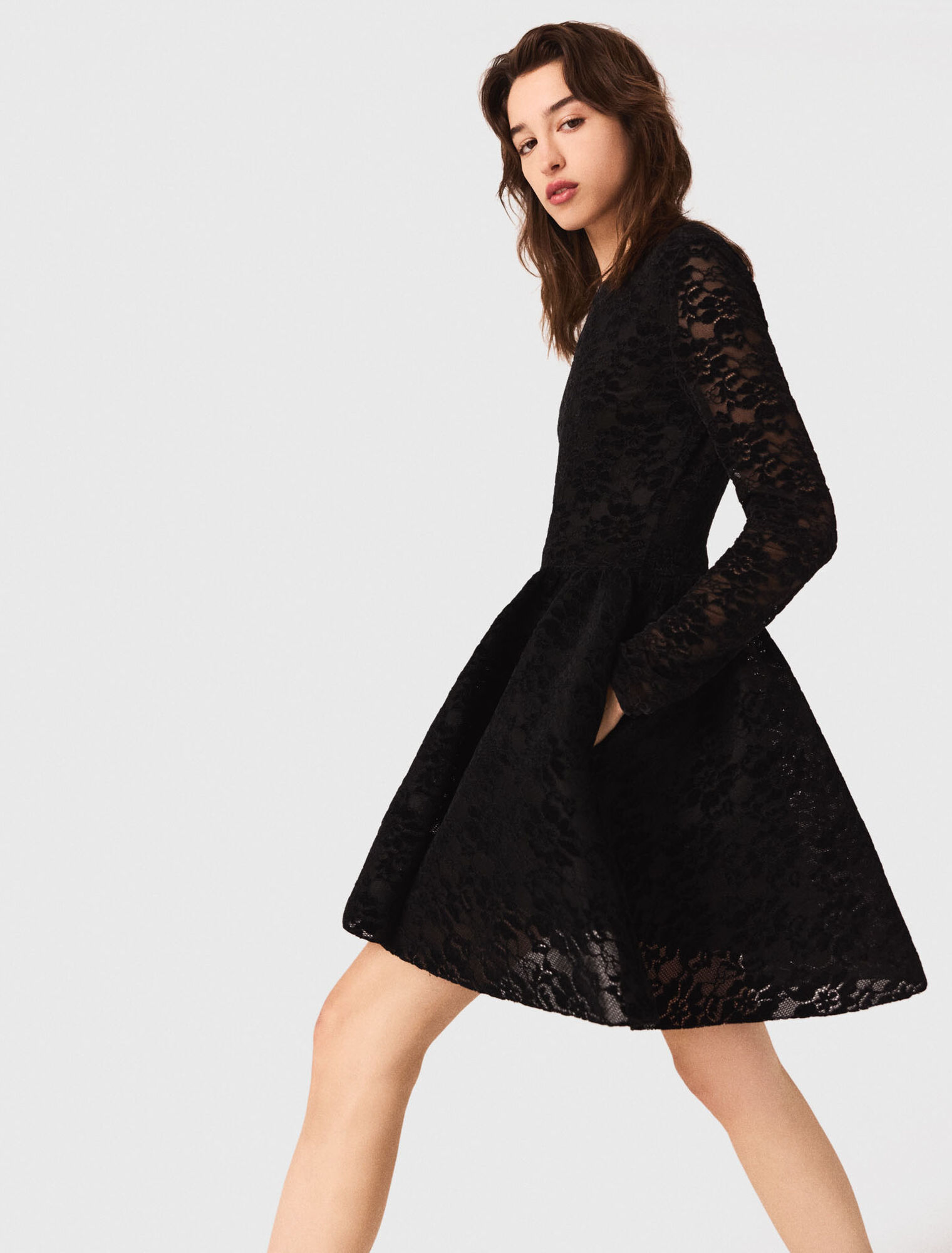 Flared velvet short dress