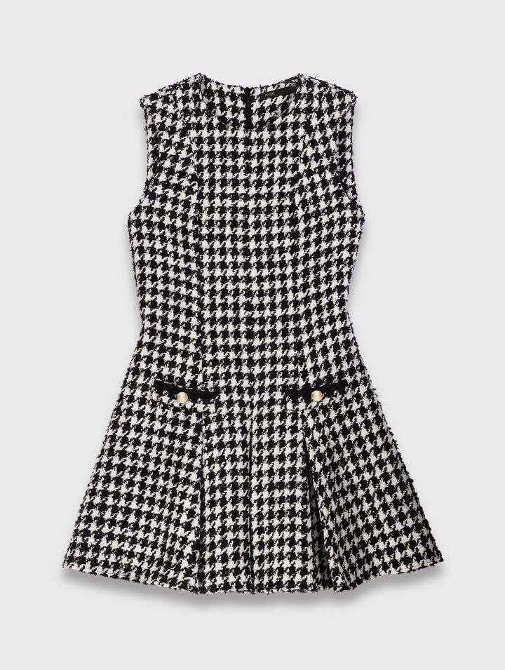 Flared houndstooth tweed dress Flared houndstooth tweed dress