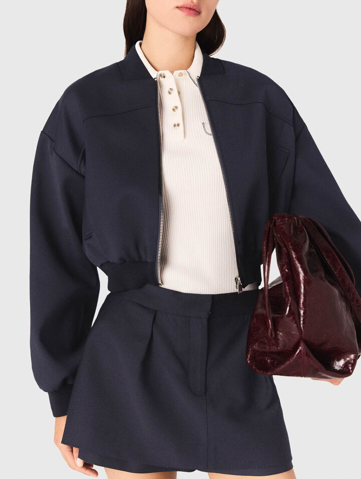 Zipped mixed wool bomber Zipped mixed wool bomber