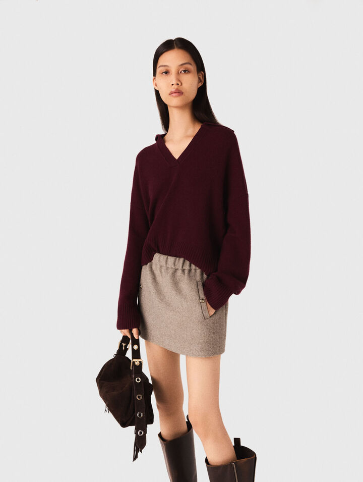 Short wool blend skirt