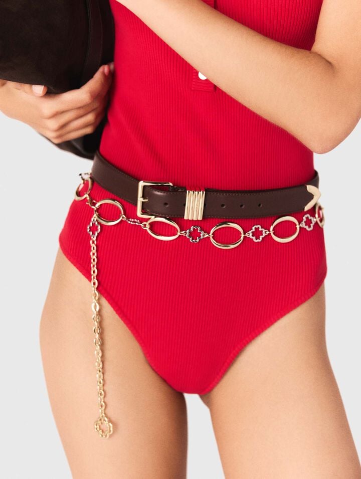 Ribbed knit sleeve bodysuit