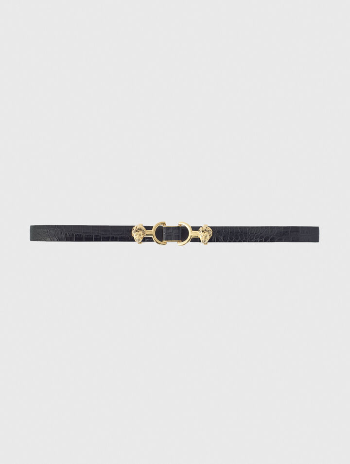 Thin leather belt with lion bit Thin leather belt with lion bit