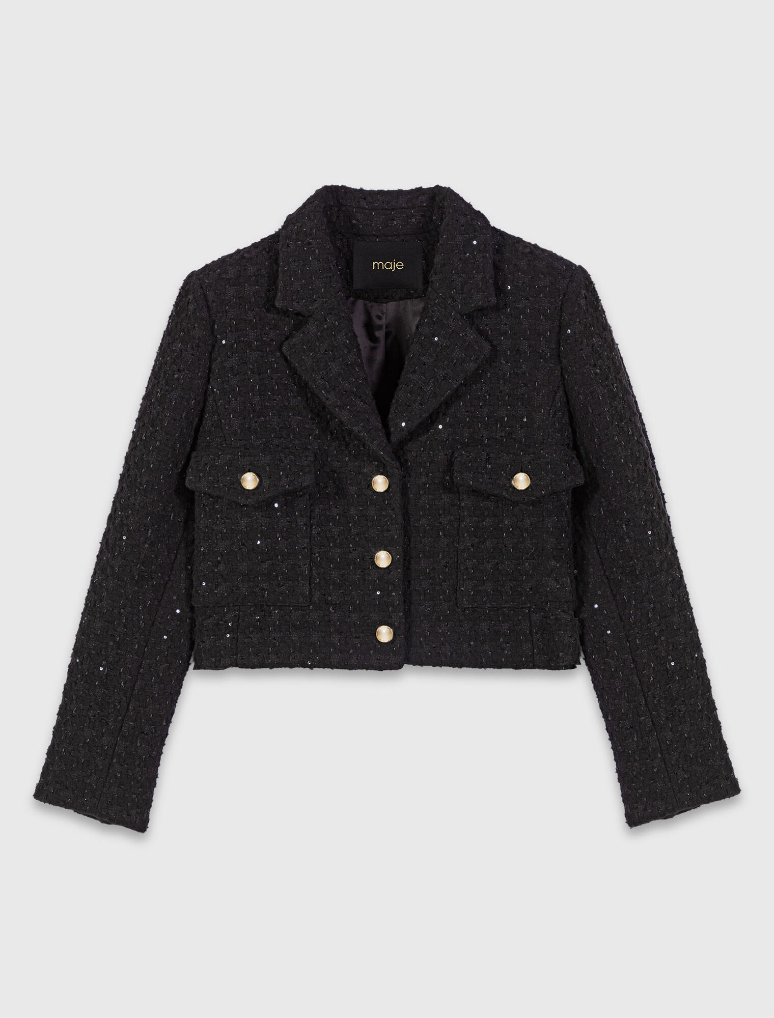 Short rhinestone tweed jacket