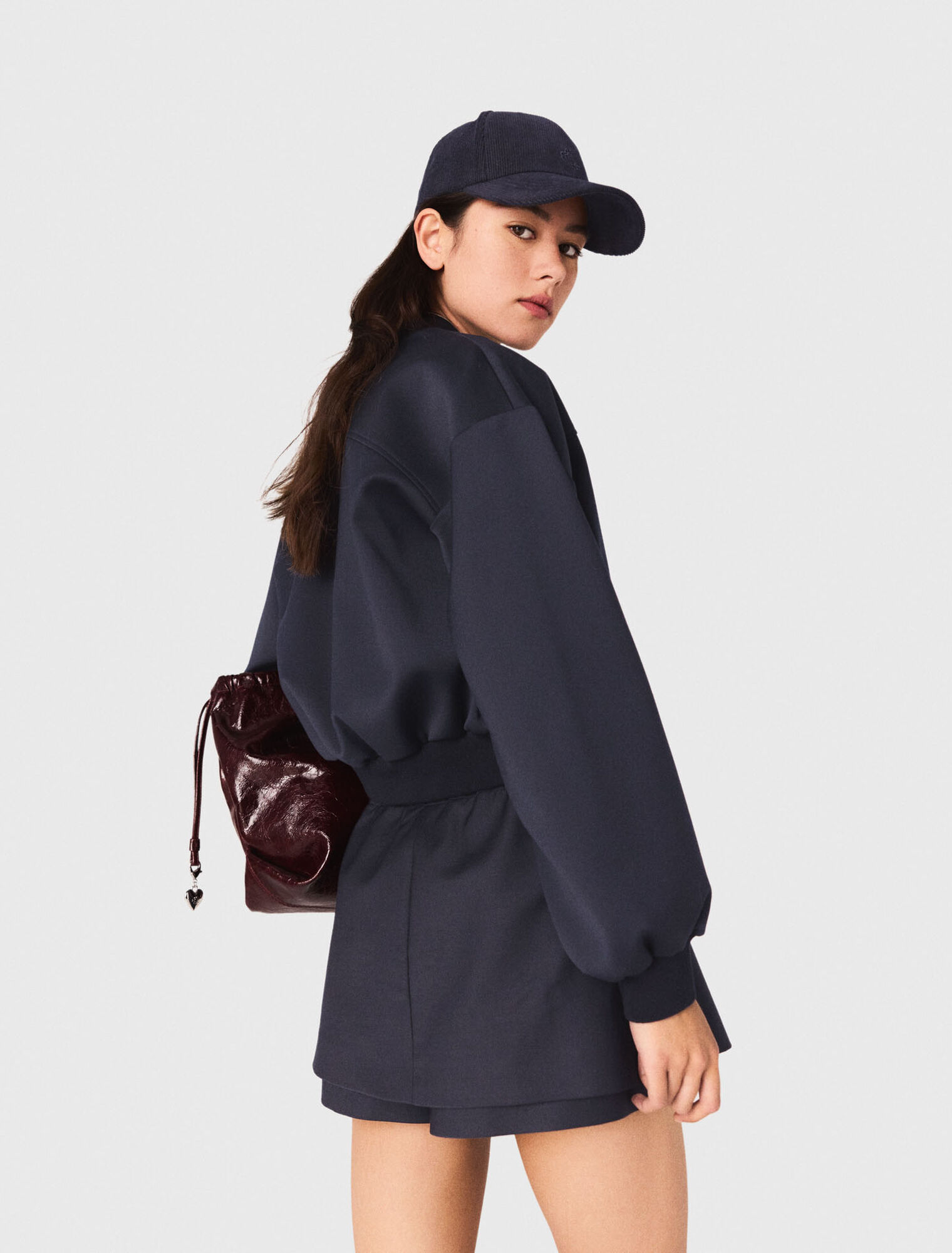 Zipped mixed wool bomber