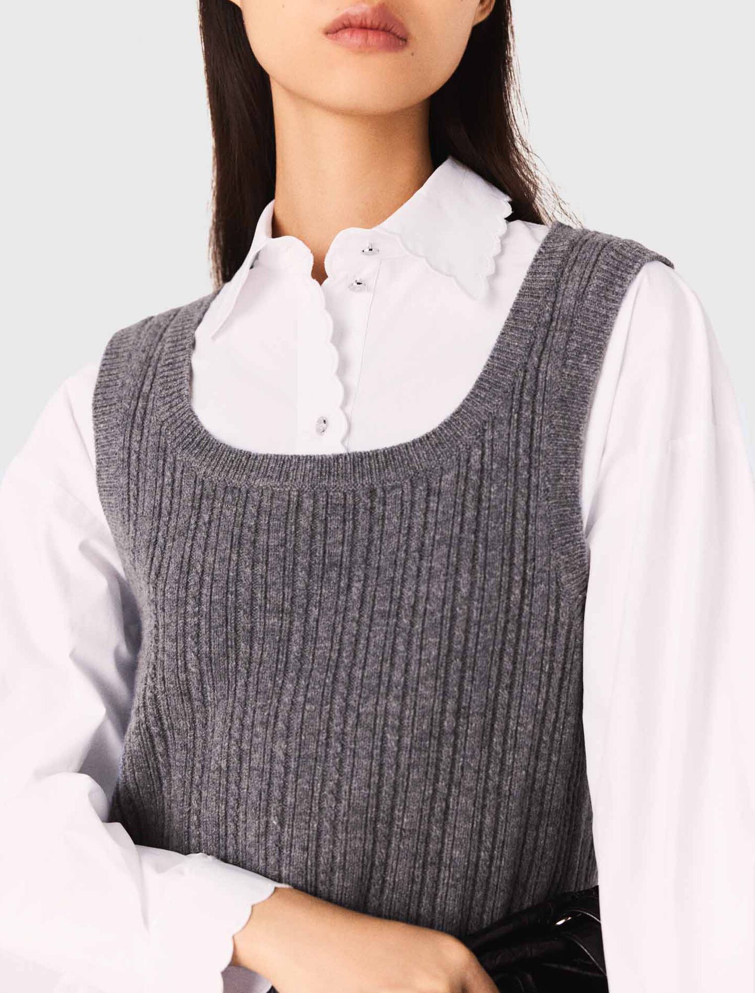 Knit top with removable shirt