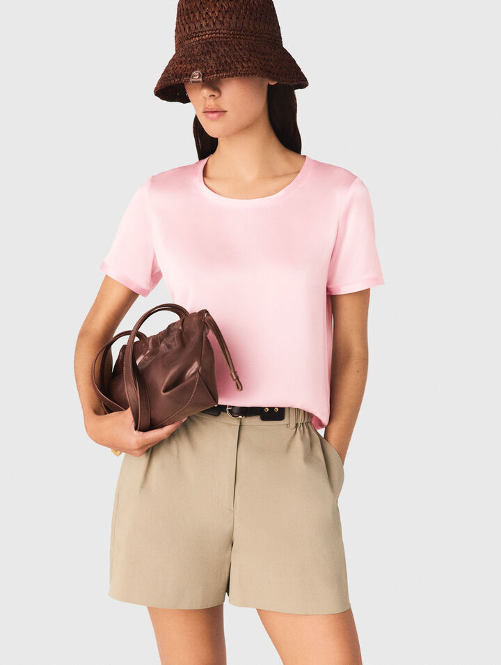 Short-sleeved silk top
