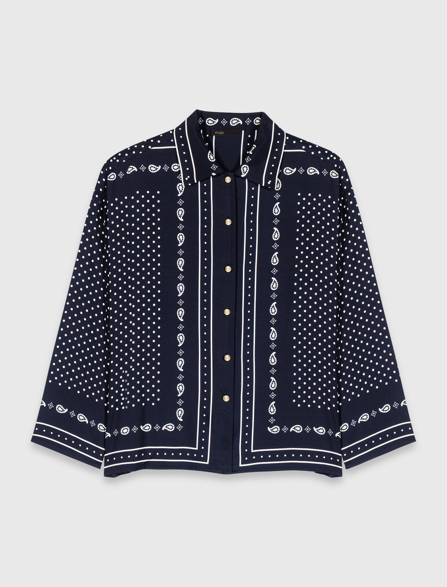Flowing printed shirt Navy Dot Bandana Print for Women | Maje