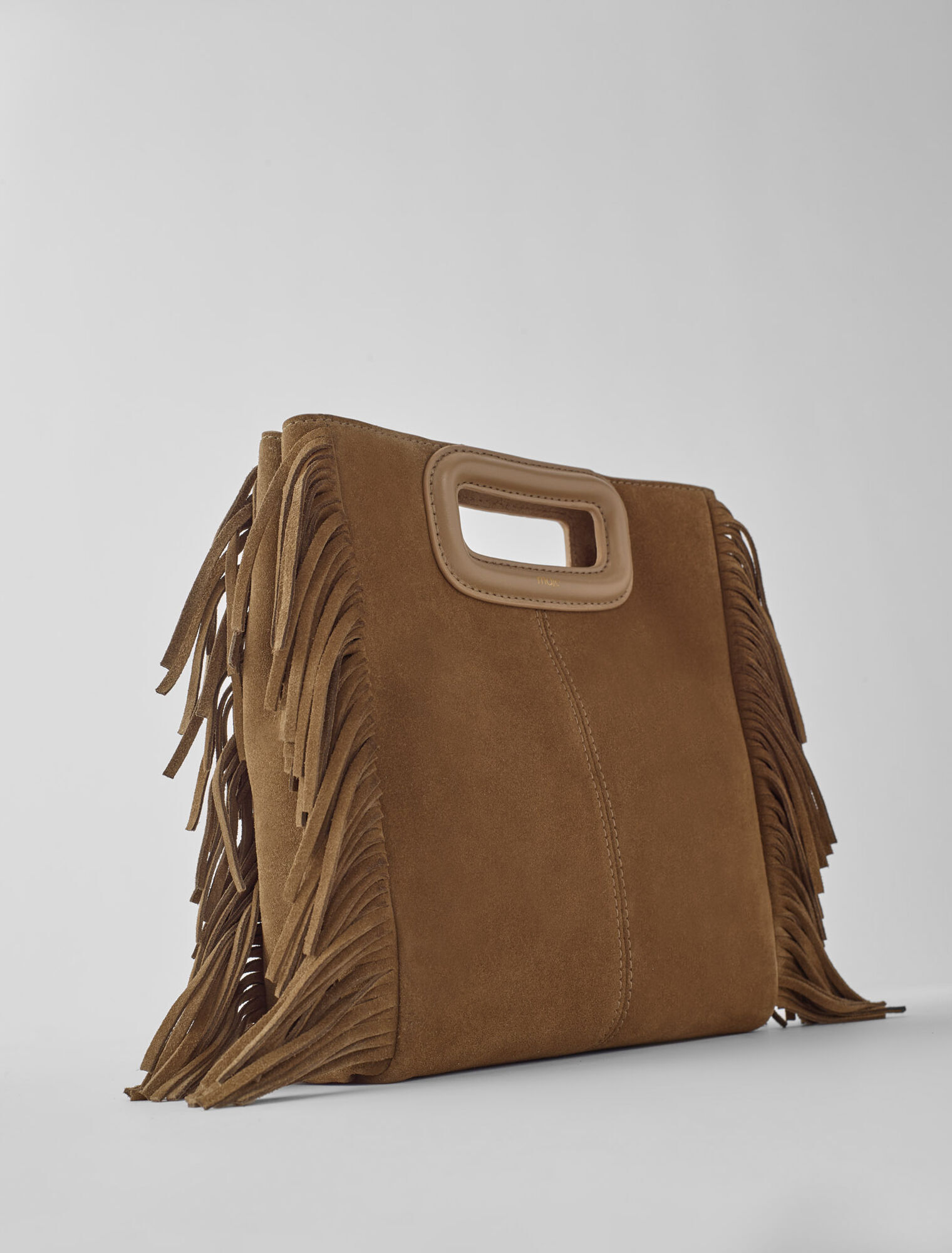 Fringed M bag in suede
