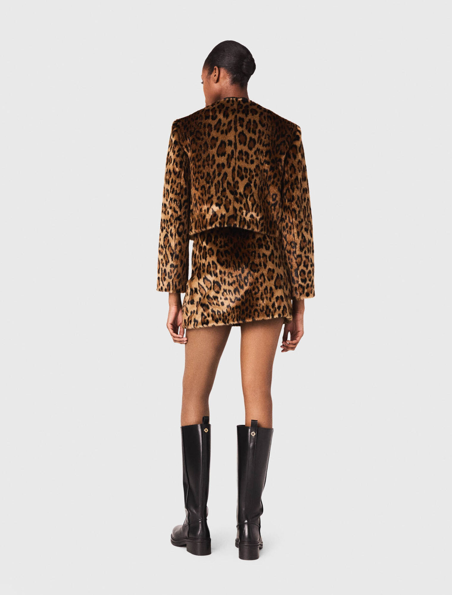 Leopard faux fur jacket