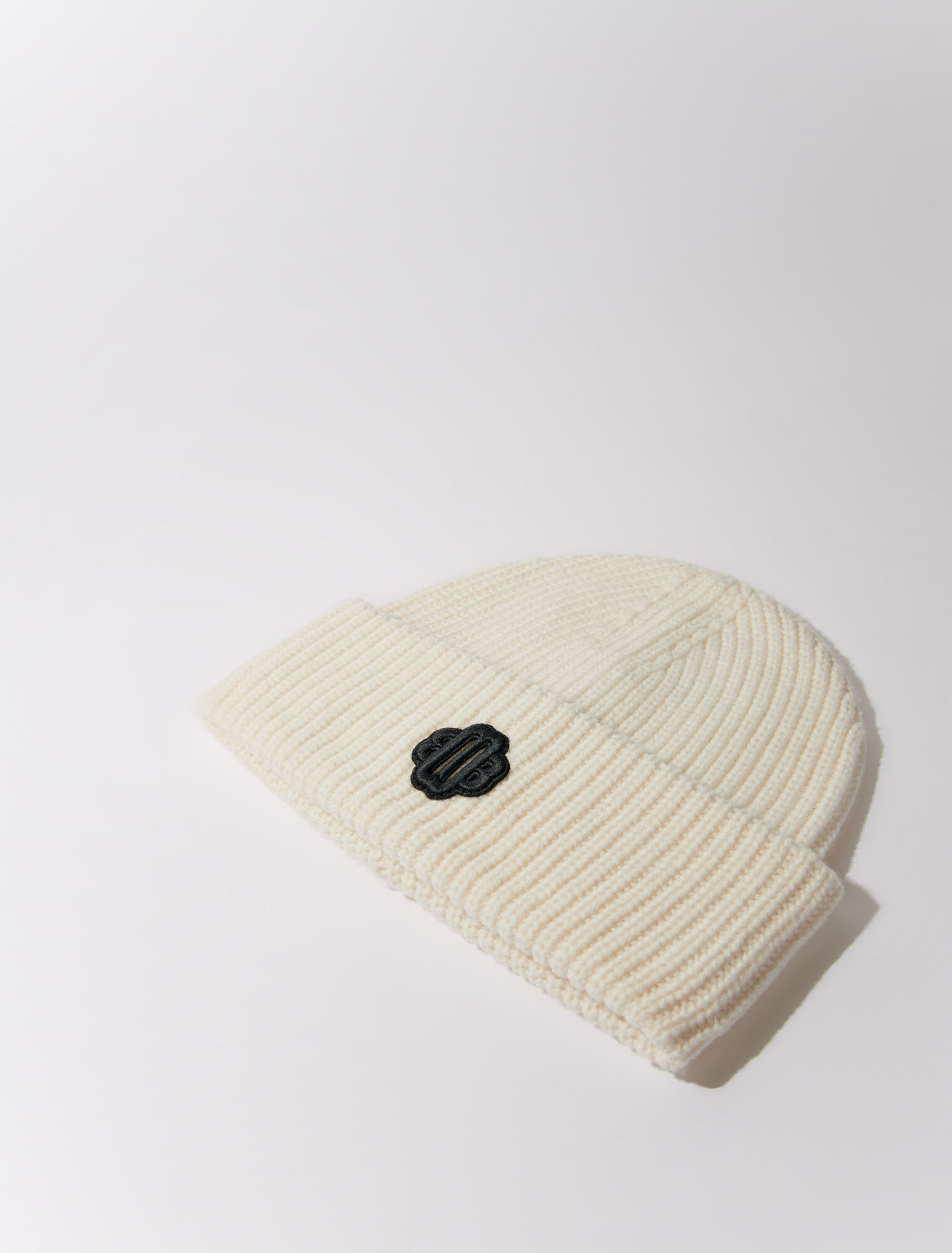 Rib-knit bonnet in wool blend