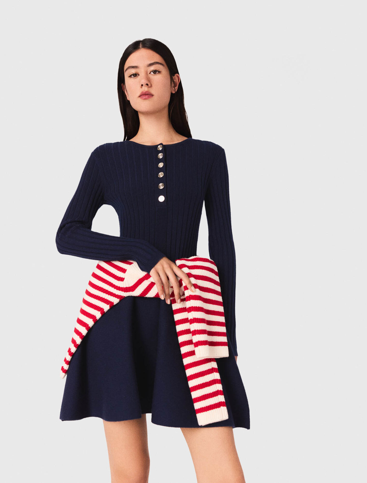 Knit dress with flared skirt
