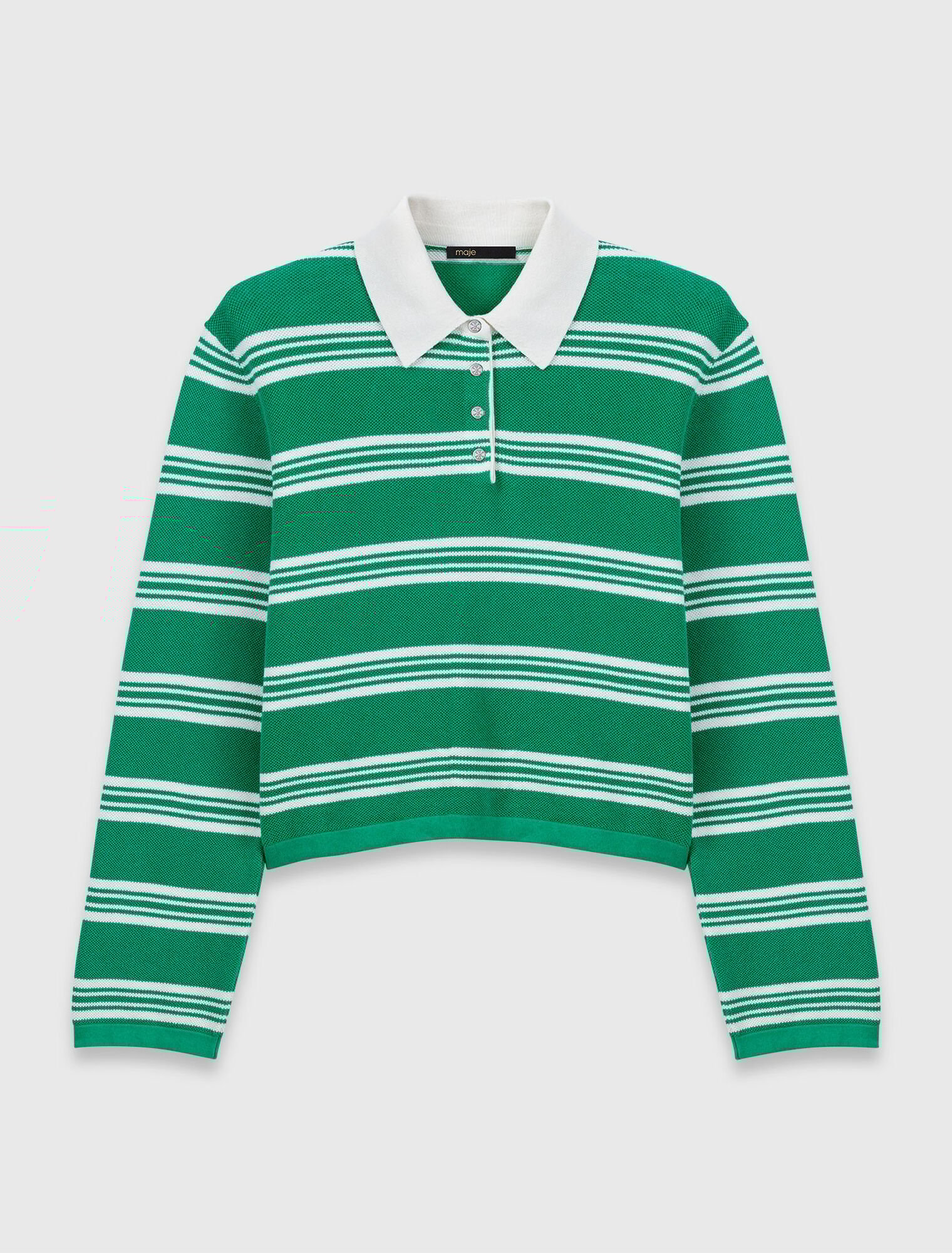 Cropped striped polo jumper
