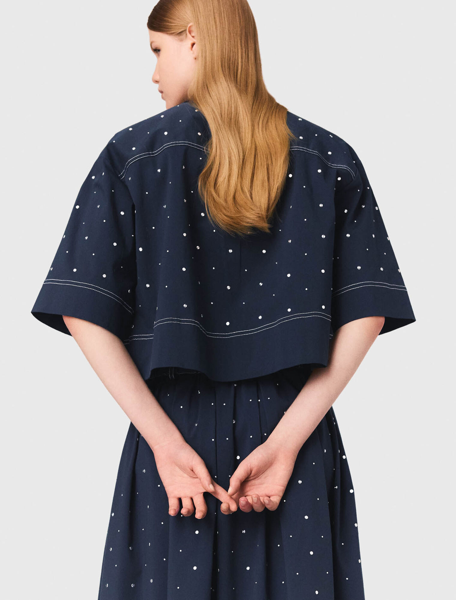 Cropped shirt with studs