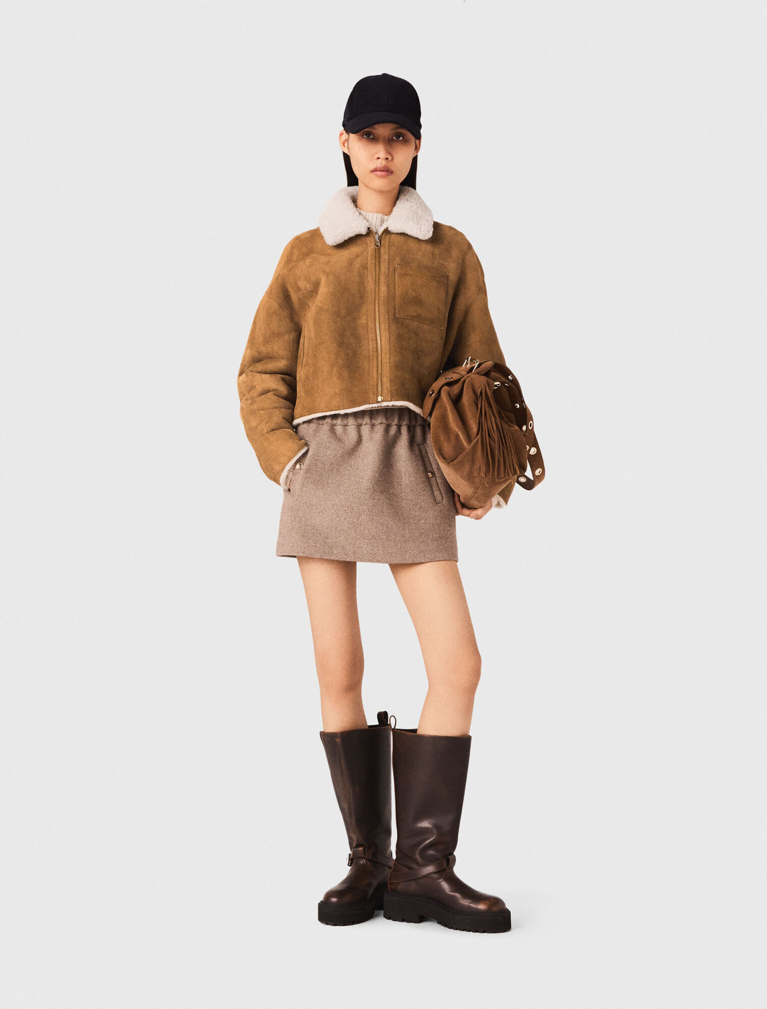 Reversible shearling coat