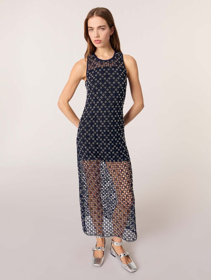 Beaded crochet maxi dress