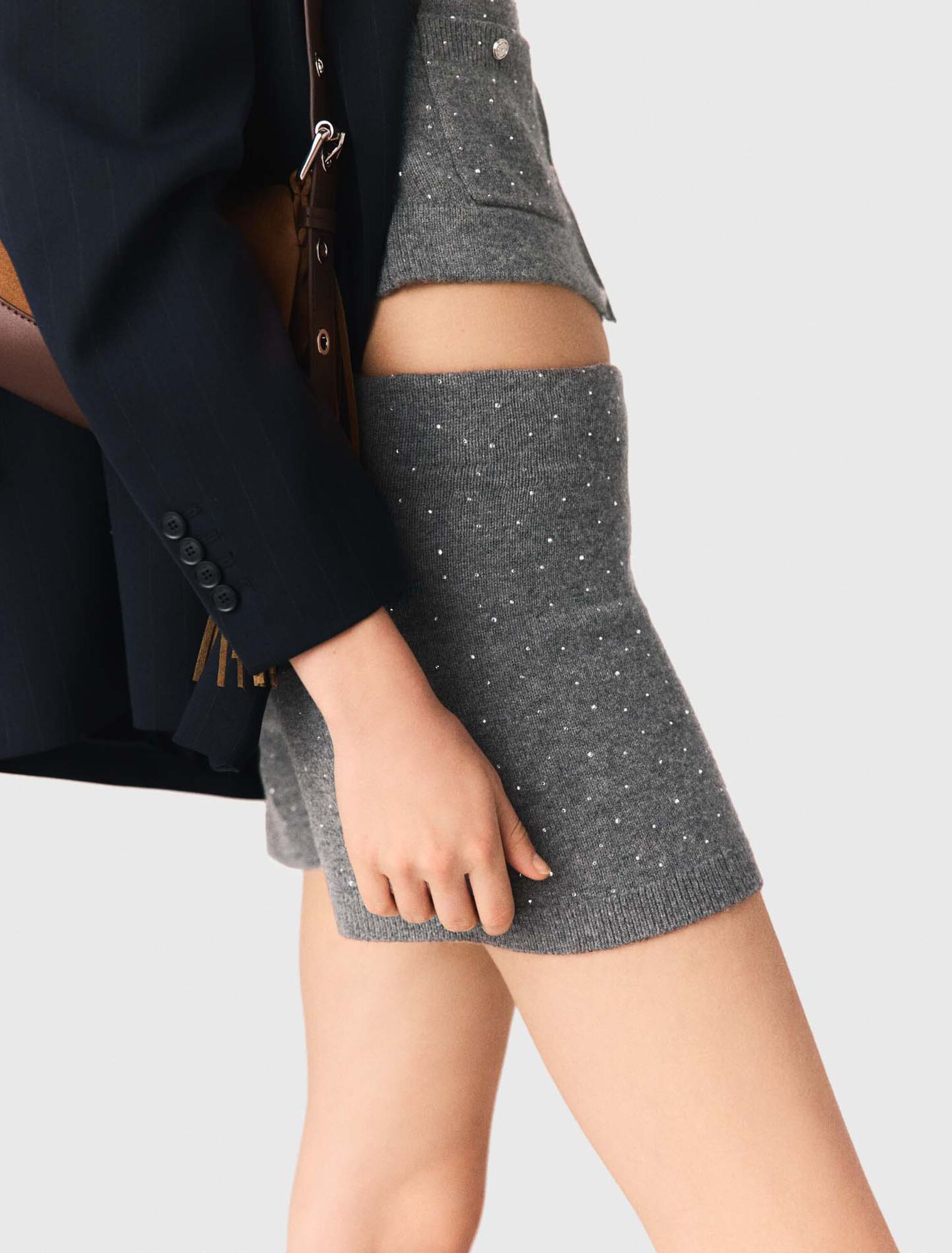 Knit shorts with rhinestones