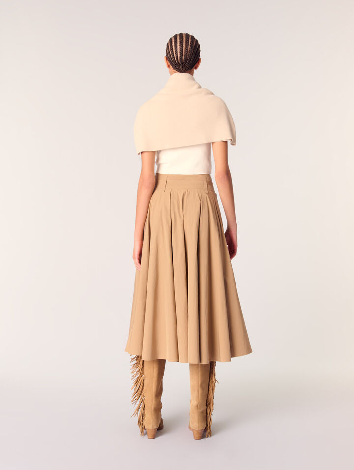 Cotton pleated maxi skirt