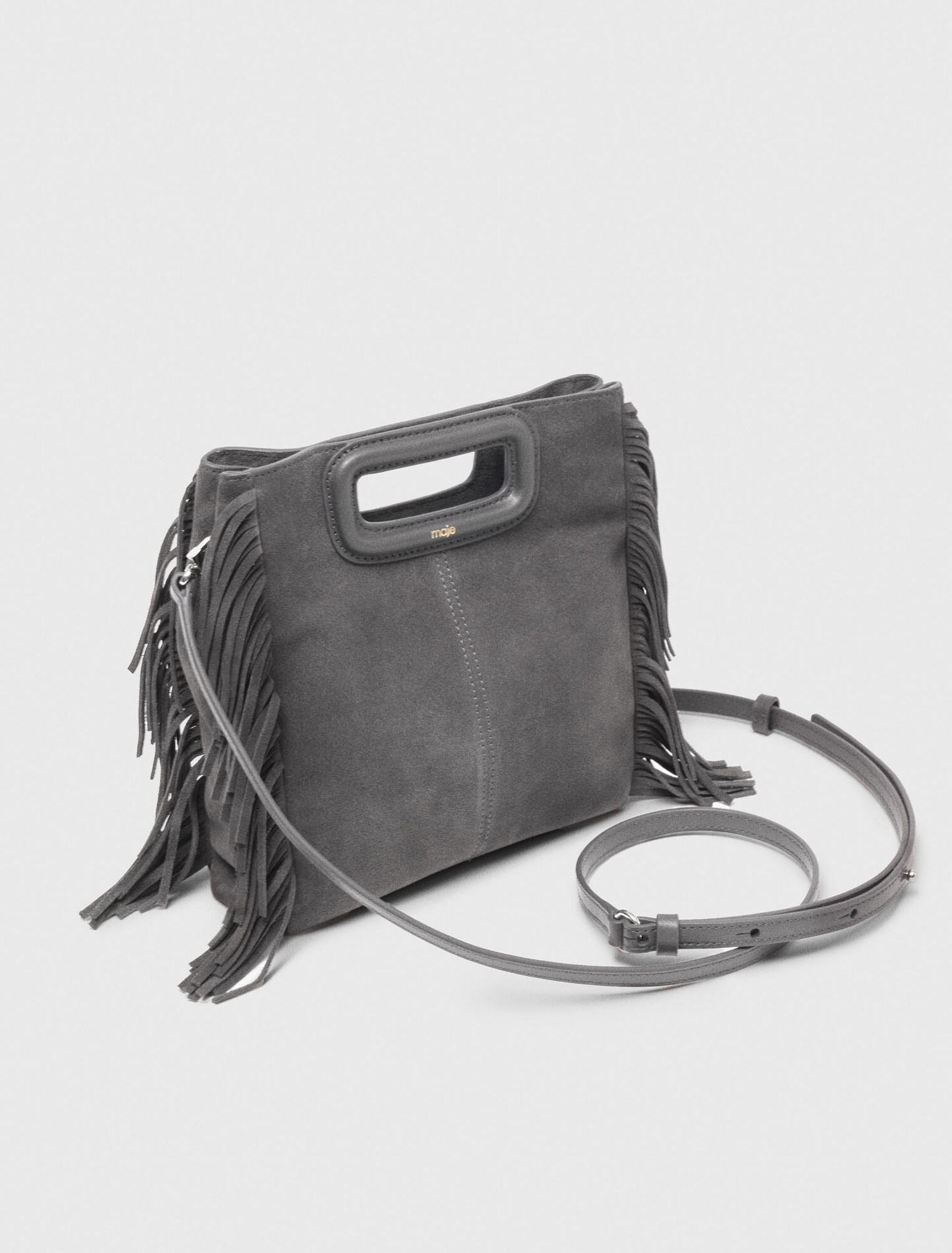 Fringed M bag in suede
