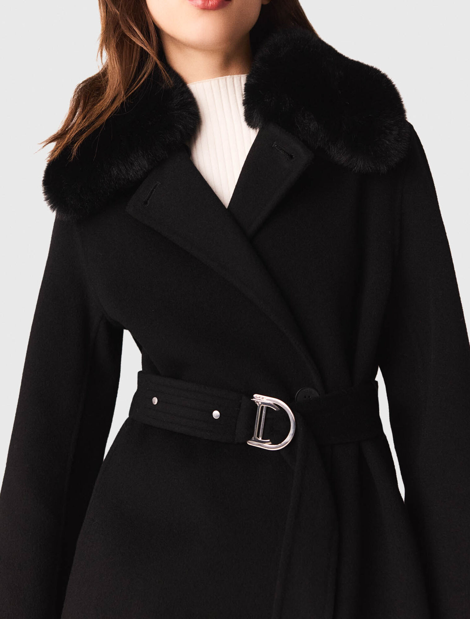 Double-faced coat with removable collar