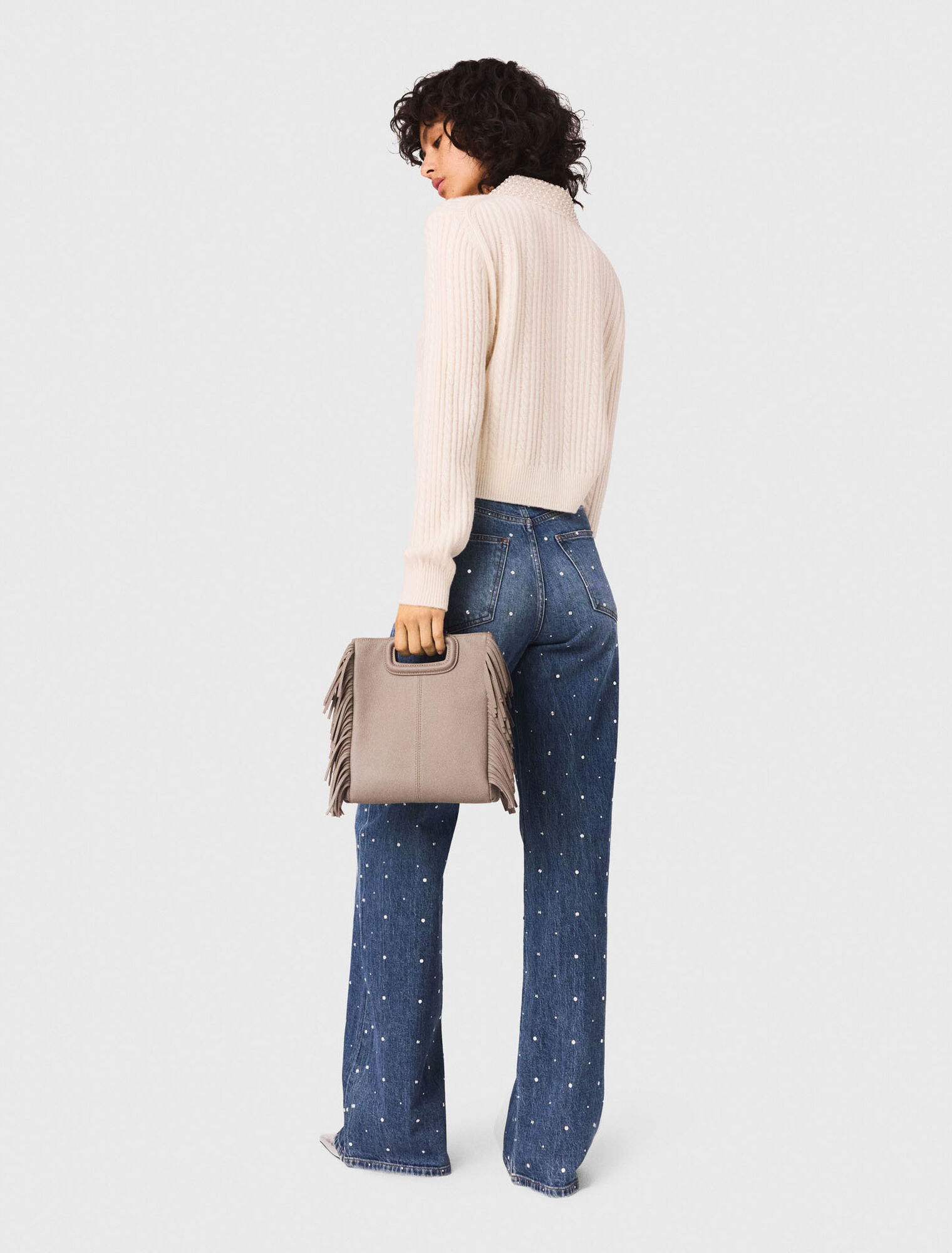 Knit cardigan with removable collar