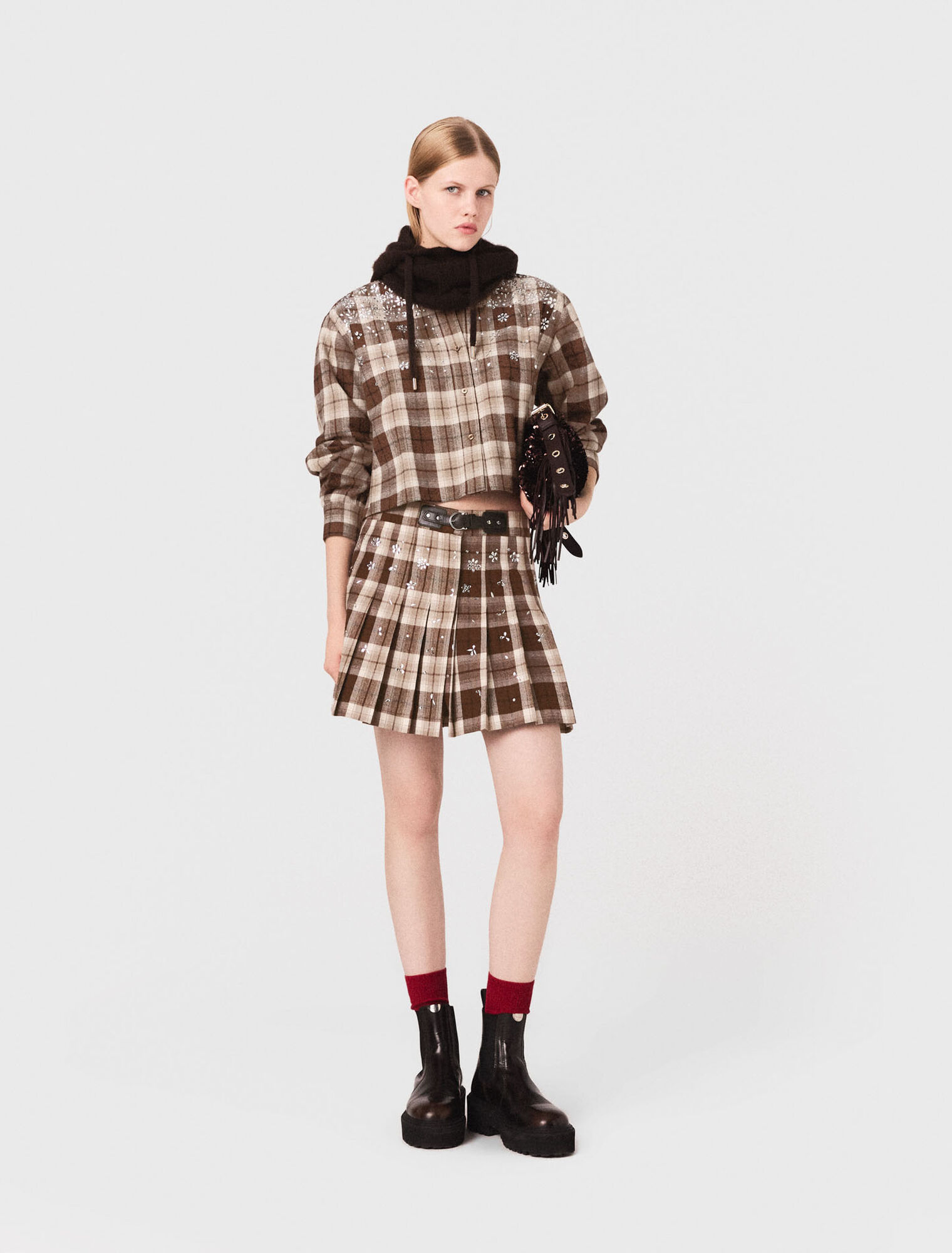 Rhinestone checked shirt