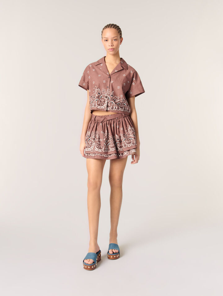 Patterned rhinestone cropped shirt Patterned rhinestone cropped shirt