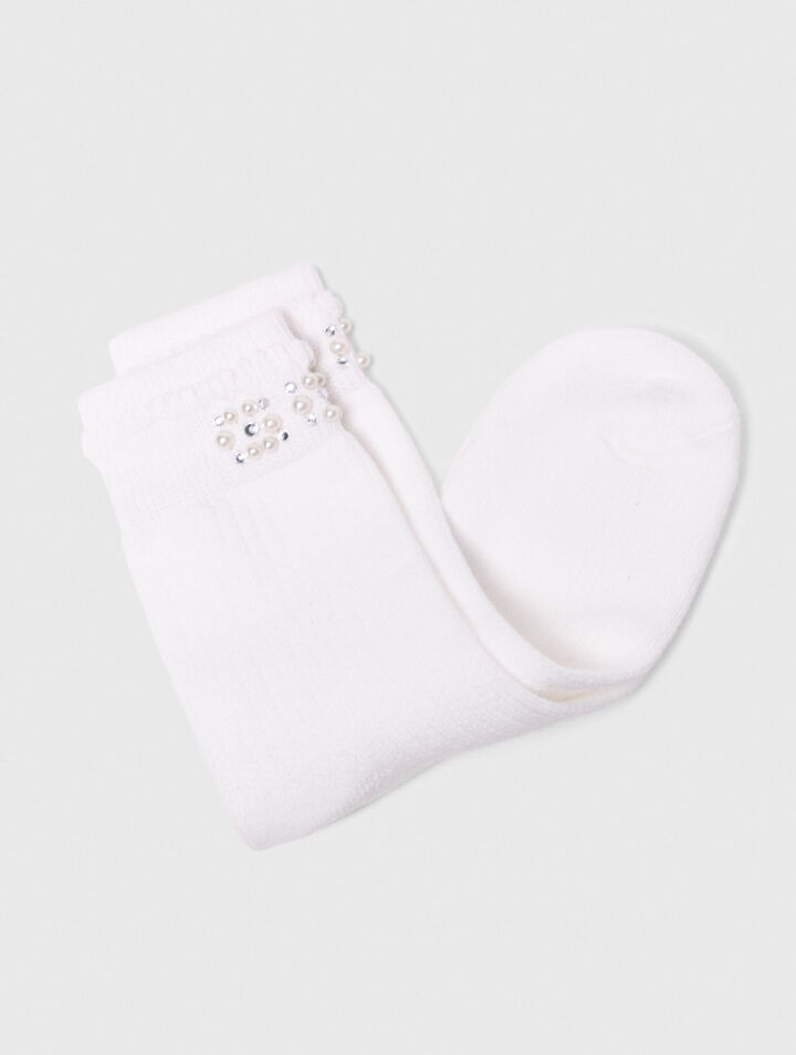 Pearl pointelle socks