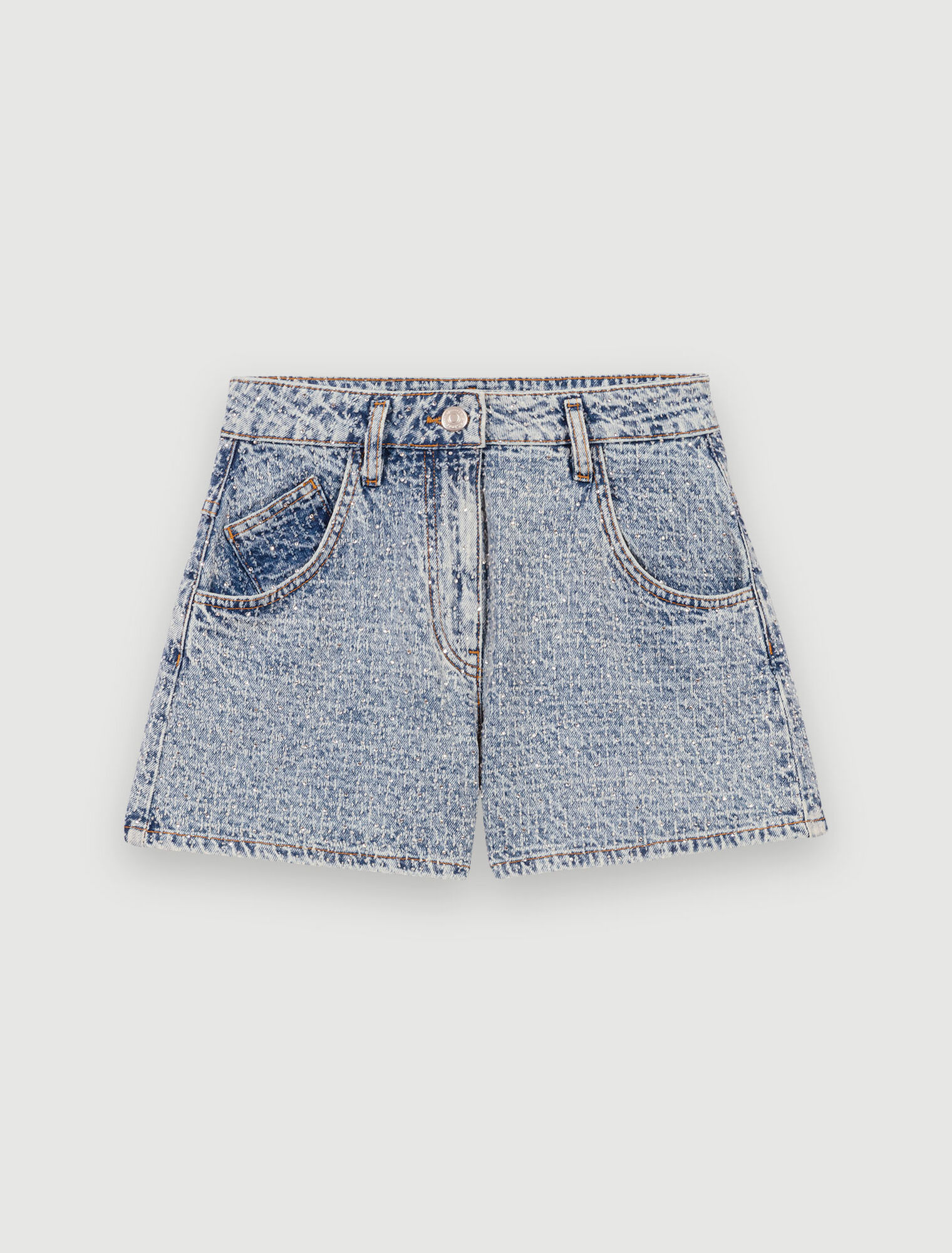 Diamond and jacquard denim shorts