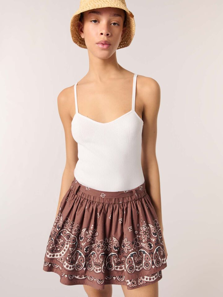 Print mini skirt with rhinestones