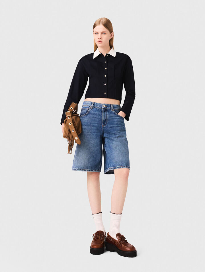 Cropped poplin shirt
