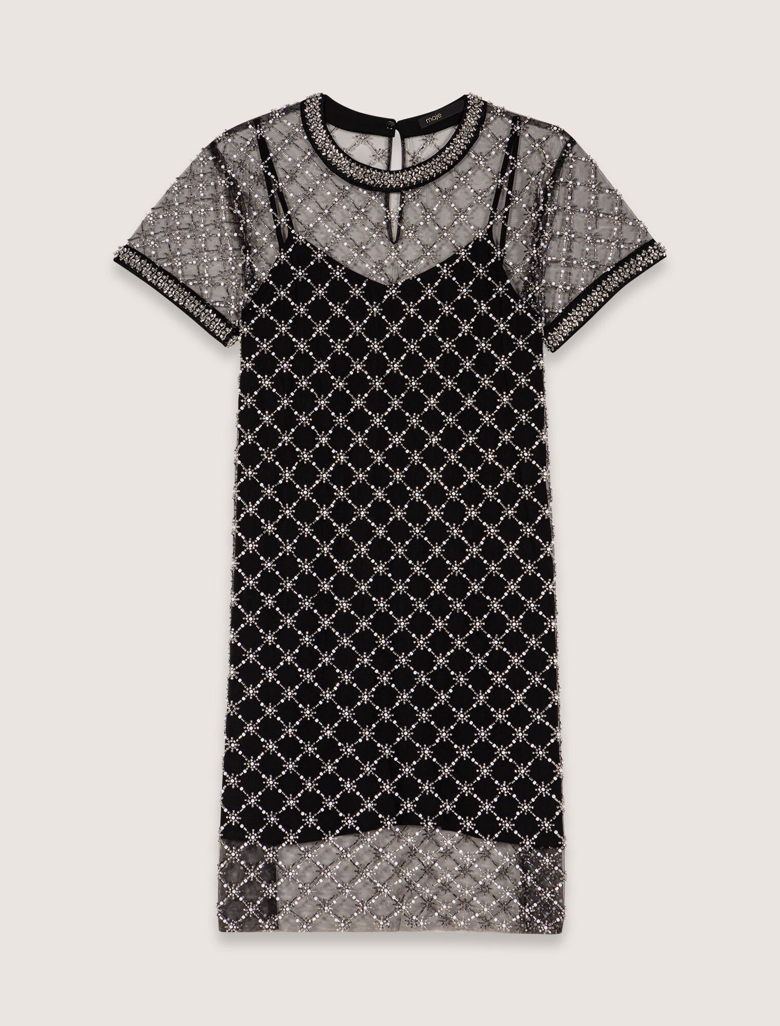 Short embroidered tulle dress