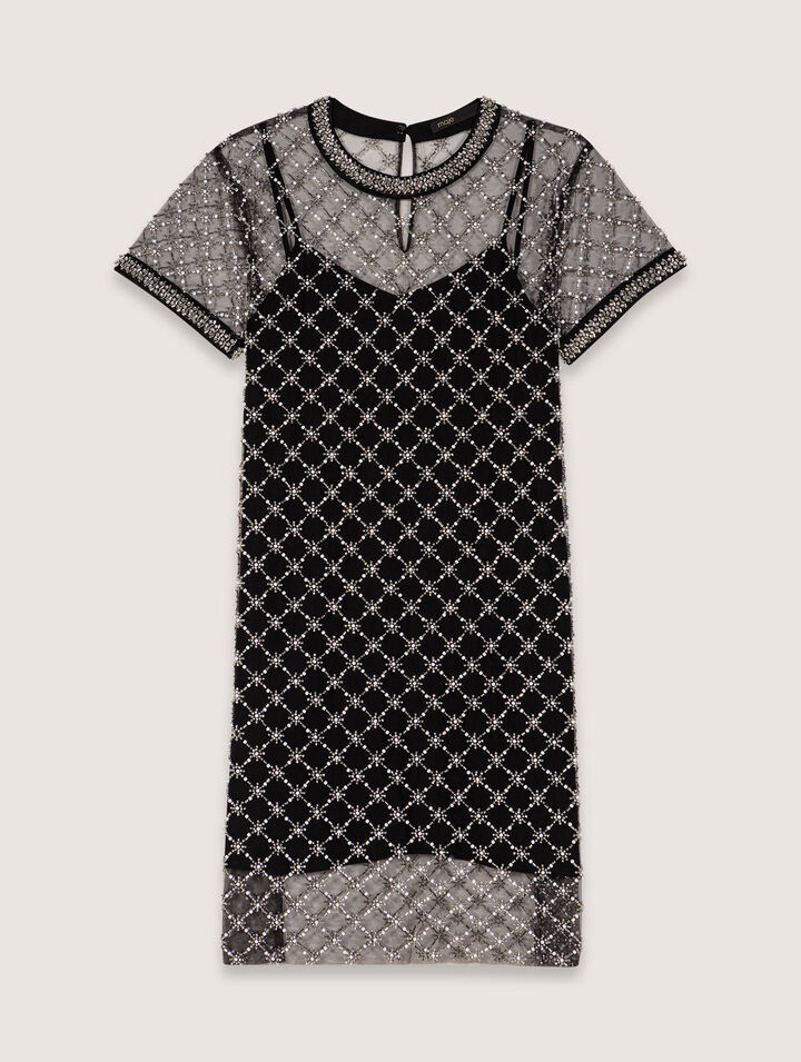 Short embroidered tulle dress