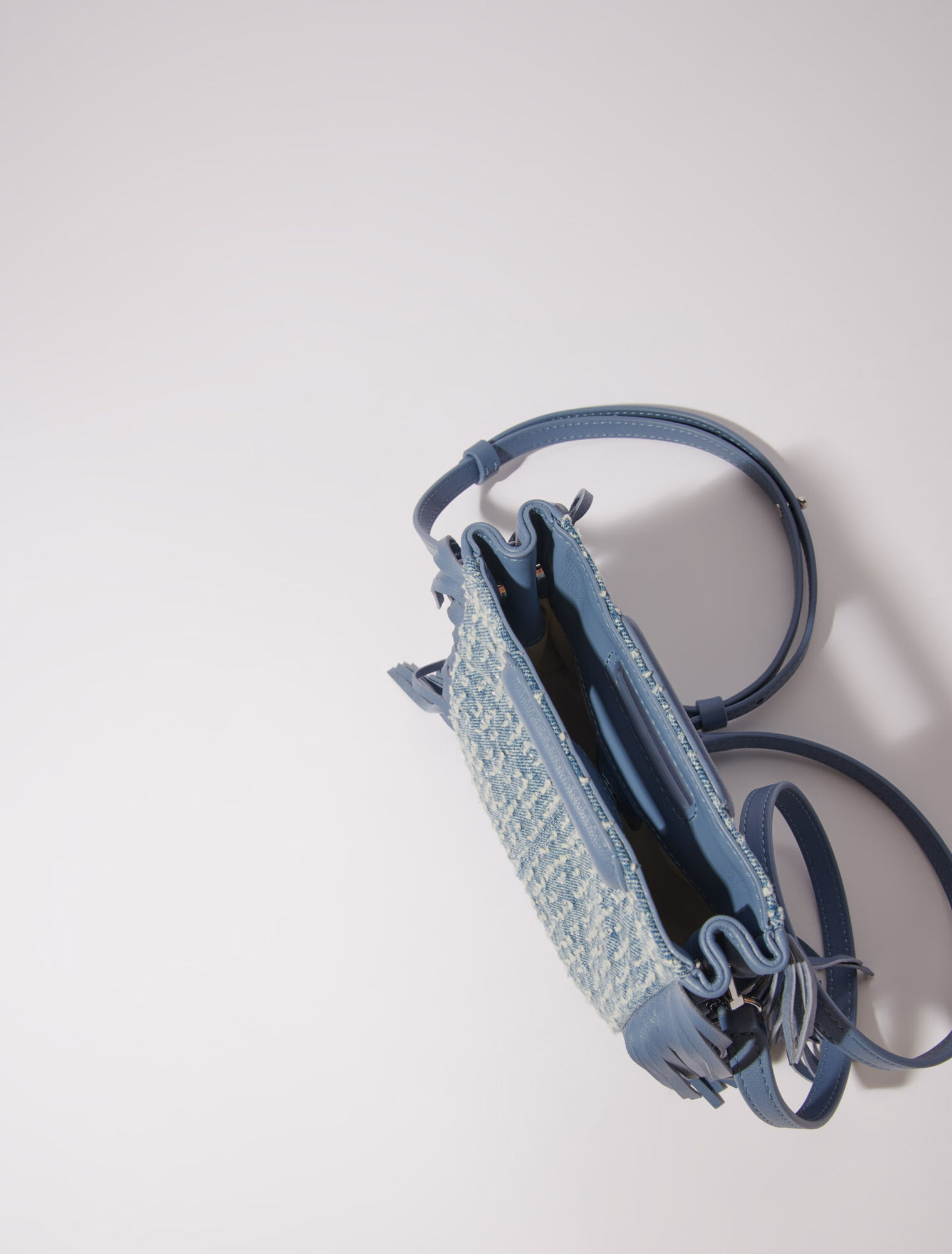 M mini bag in denim  with rhinestones