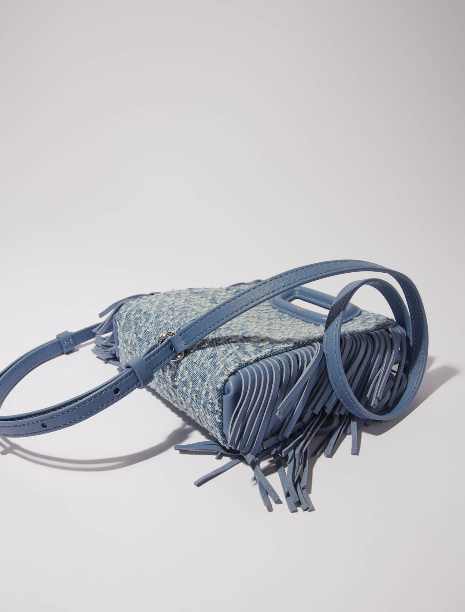 M mini bag in denim  with rhinestones