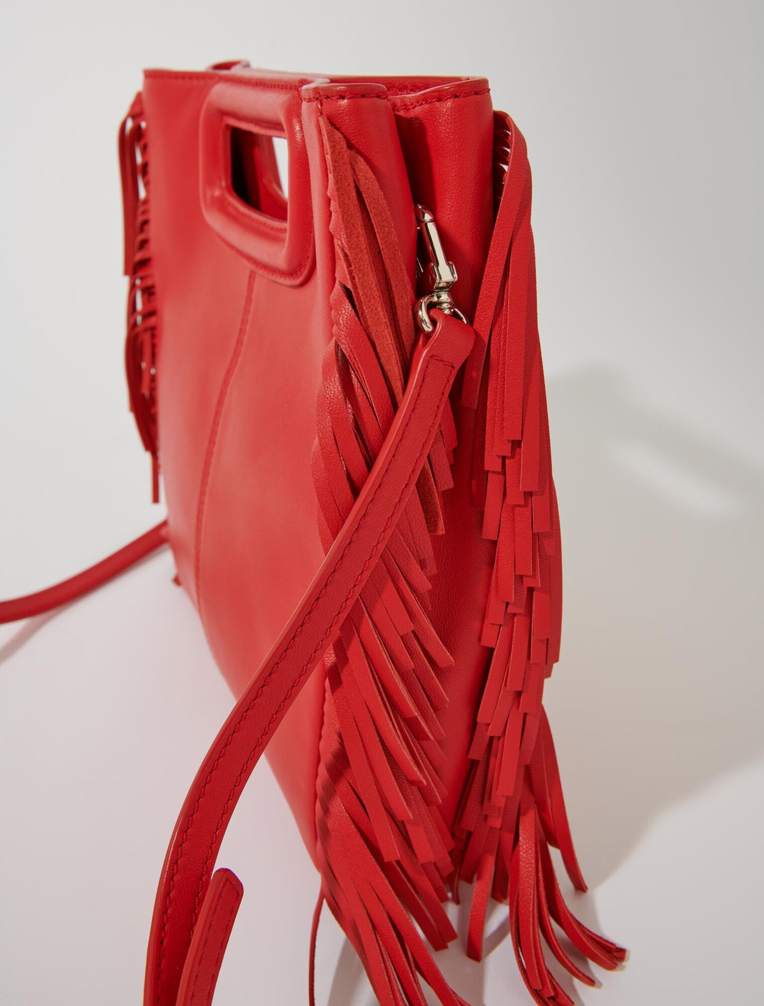 Smooth leather M bag with fringing