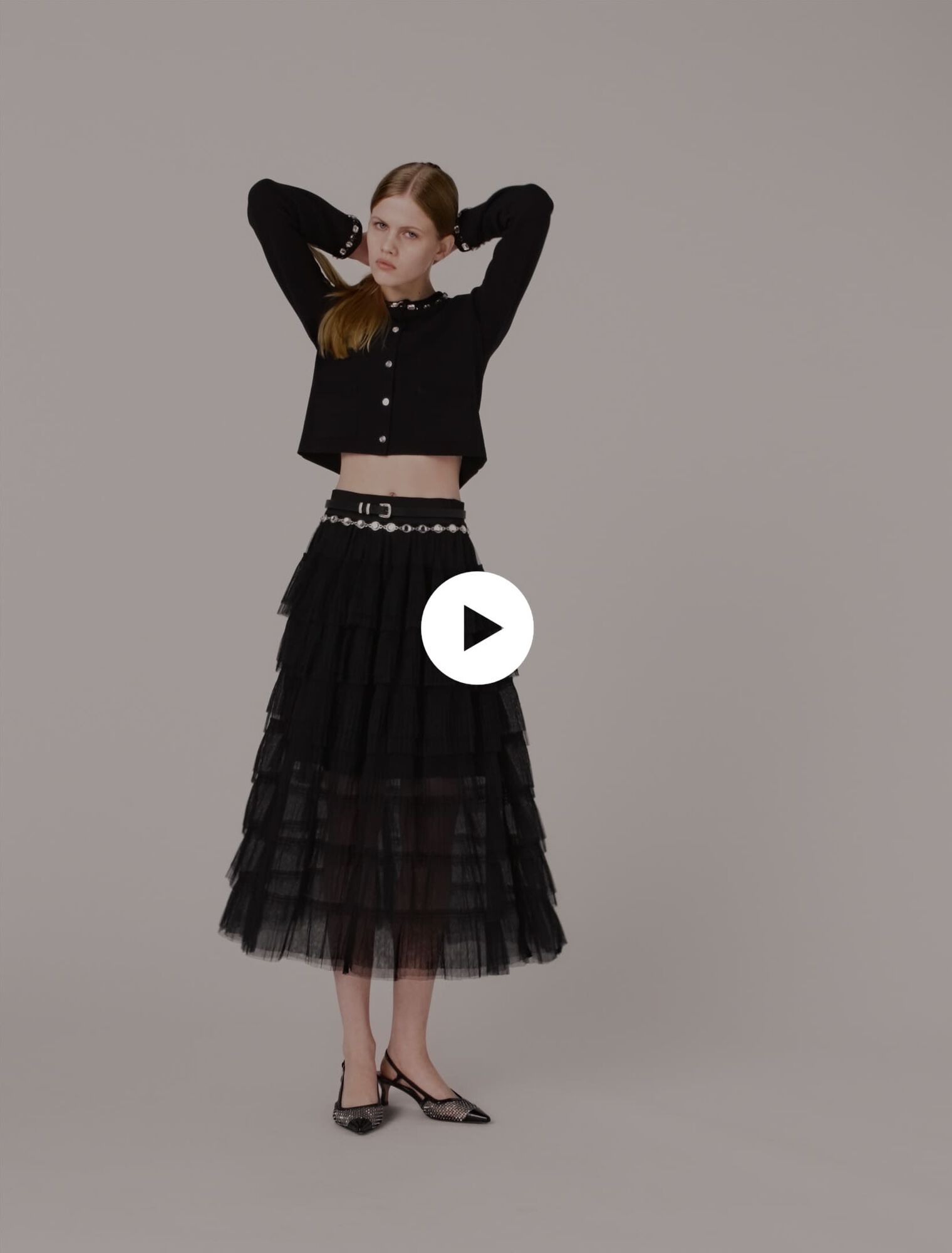 Cropped jewellery detail cardigan