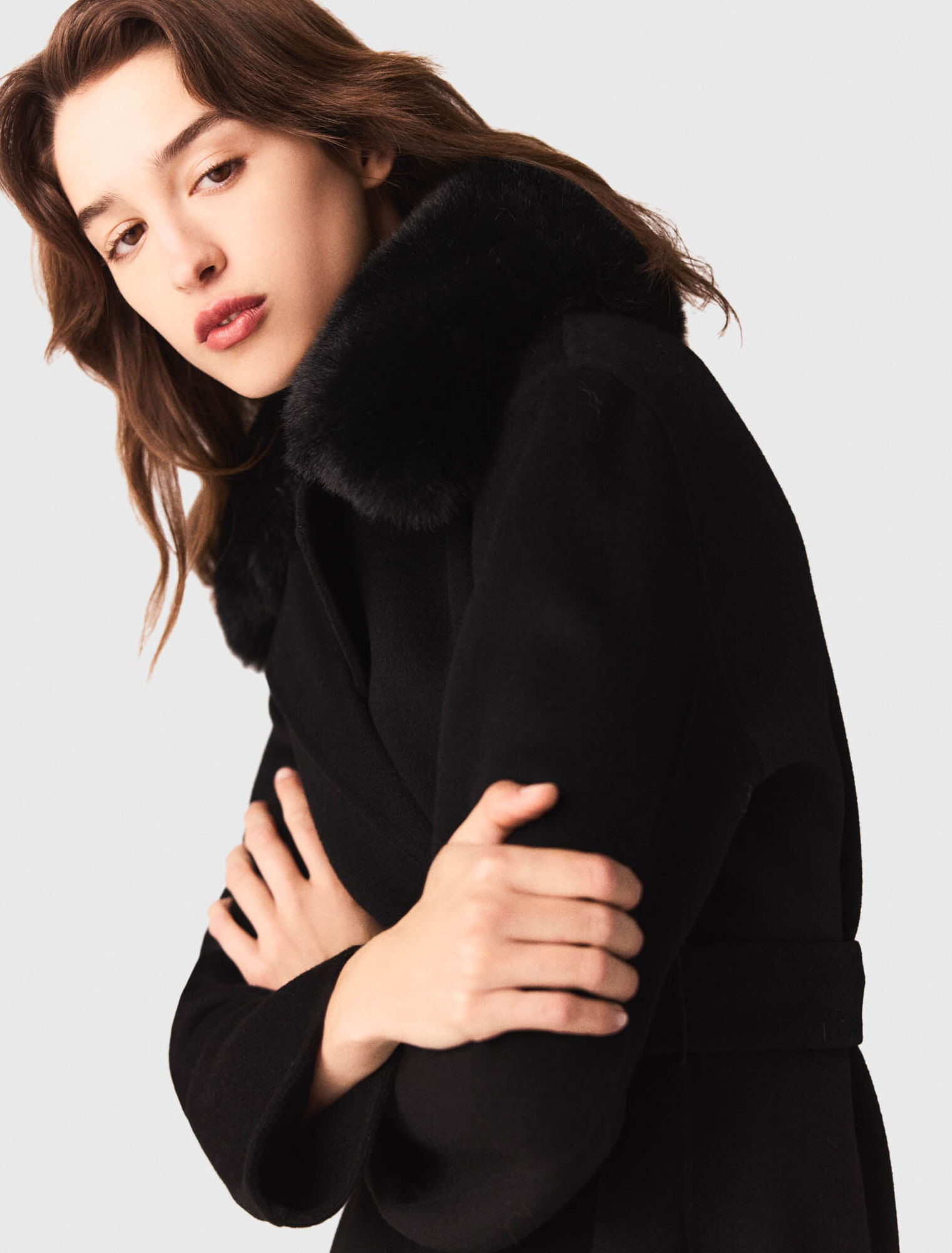 Double-faced coat with removable collar