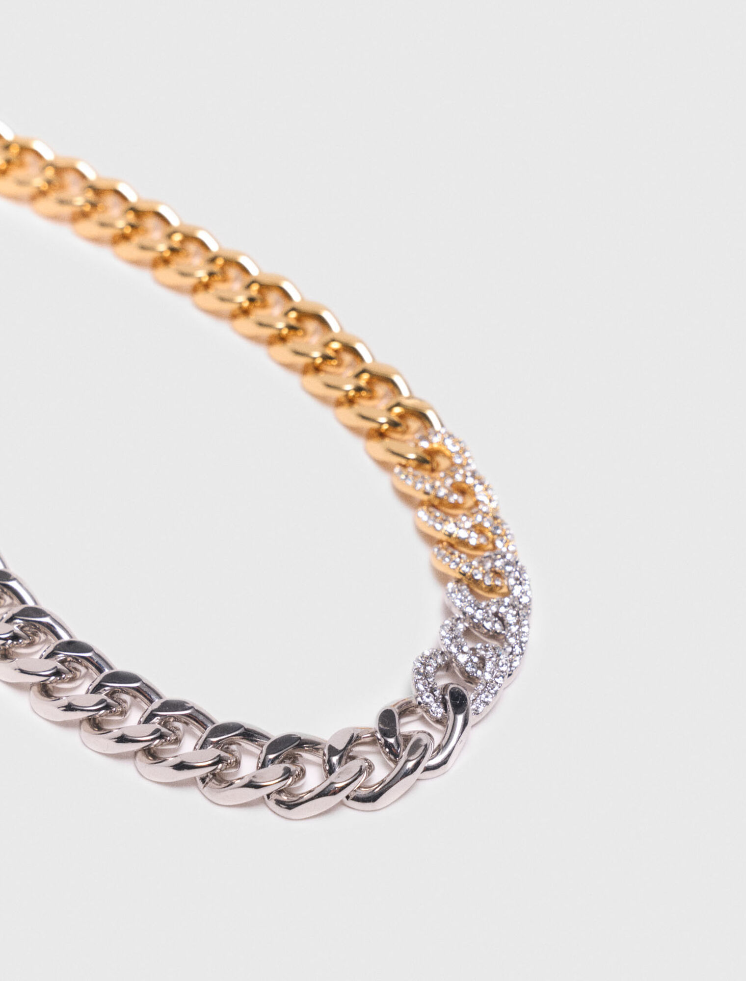 Two-tone rhinestone link necklace