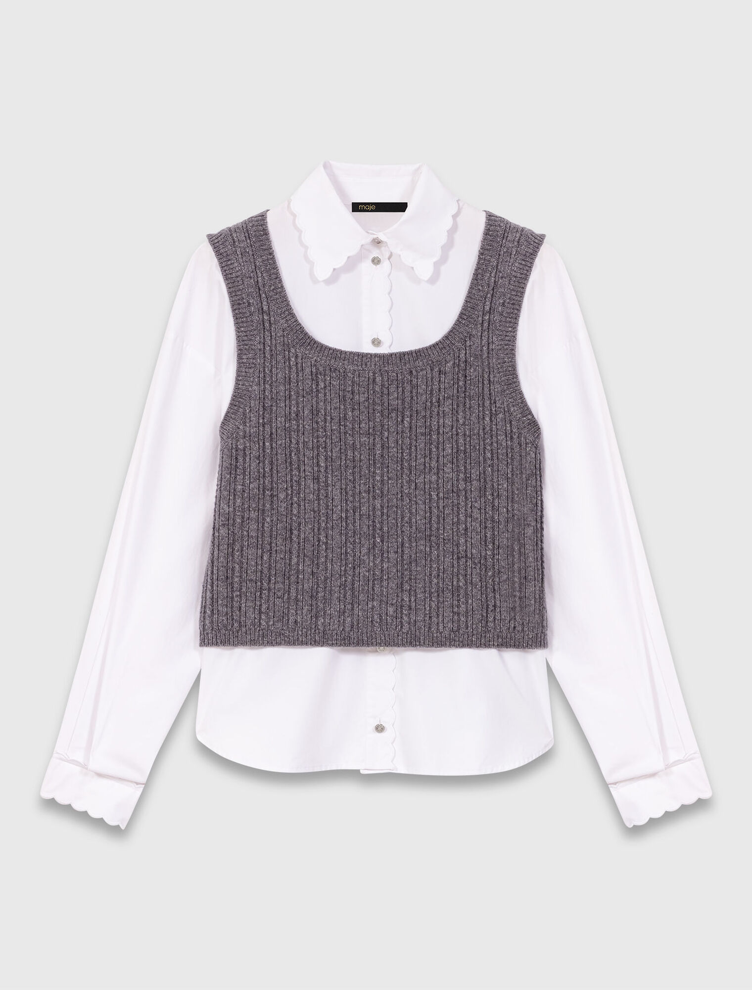 Knit top with removable shirt